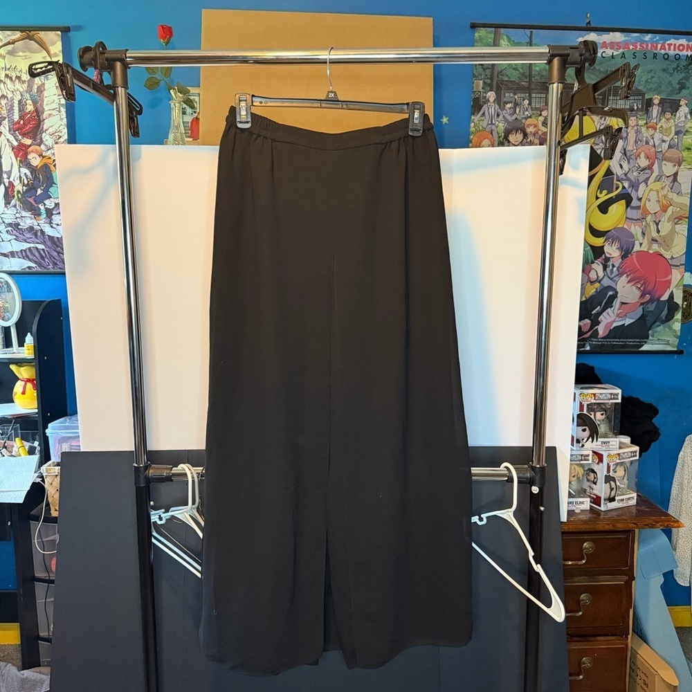 R&M Richards Black Wide leg Pants with faux skirt size 18 women